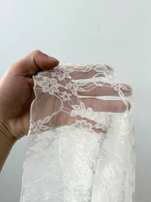 SHEIN EZwear 女士夏季沙滩度假白色蕾丝薄纱不对称下摆低腰半身裙（不含腰带） - 白色 - 查看 10