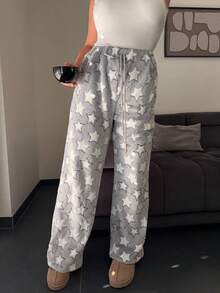 Jeta Ari Christmas New Plush Print Comfortable Women Loose Straight Leg Pants - Multicolor - View 3