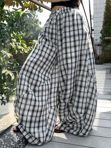 DAZY Women's Plaid Loose Casual Wide Leg Pants, Vacation & Street Style - Multicolor - View 3