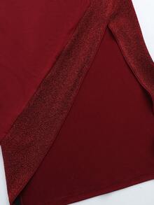 Franclia Women's Sequin Patchwork Pleated Strapless Luxurious Sexy Dress - Burgundy - View 6