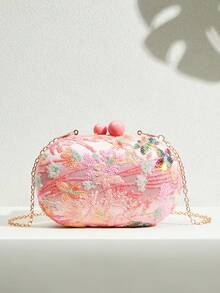 SHECARRY Túi xách nữ dự tiệc, ví cầm tay, màu hồng, đính sequin, họa tiết hoa, thời trang, thanh lịch, đơn giản, cá tính, đa năng, thích hợp cho đi biển, kỳ nghỉ, mùa hè, ven biển, tiệc bãi biển. - Nhiều màu - Xem 3