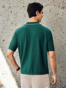 RONVEXI Camisa de punto de manga corta y abotonada casual para hombre - Multicolor - Ver 3