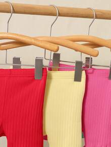 5pcs Baby Girl Casual Solid Color Elastic Waist Knit Shorts Set - Multicolor - View 4