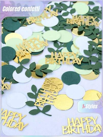 100 Stücke grüne Salbeiblätter mit goldenem "Happy Birthday" Konfetti - perfekt zum Verstreuen auf dem Tisch, Partydekoration & Feiern, Feiertags-Accessoires, Geburtstagszeremonien, Geburtstagsgeschenke, Basteldekorationen, Heimdekoration