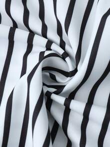 Franclia V-Neck Striped Camisole Dress For Women - Black and White - View 5