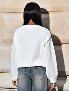 Mima John FOR BEAUTY 女装春秋冬新款针织套头衫简约优雅休闲风白色圆领长袖毛衣 - 白色的 - 查看 2