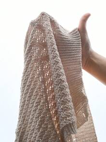 RONVEXI 男士夏季度假款前开襟镂空针织衬衫 - 杏色 - 查看 7