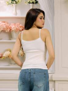 Criza Taa 女士修身蕾丝边吊带背心 Y2k 夏季 - 白色 - 查看 2