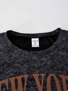 2pcs/Set Teenage Girls Casual Tie-Dye Loose Raglan T-Shirt And Wide Leg Pants, Street Style, Spring/Summer - Grey - View 4