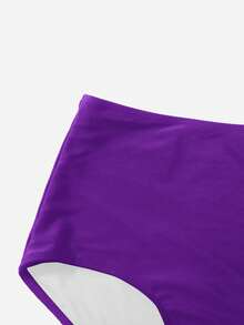 SHEIN Swim Basics Đồ bơi bikini màu trơn dành cho nữ - Màu đỏ tím - Xem 3
