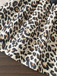 SHEIN 少女时尚夏季豹纹蝴蝶结领A字公主裙，豹纹连衣裙，优雅、可爱、休闲，适合外出、街头穿搭、节日及各种场合。 - 彩色 - 查看 6