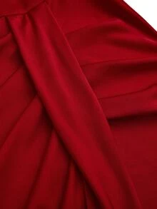 Franclia Plus Size Elegant Red Satin Women's Dress,Autumn Long Sleeve Shirt Collar Asymmetrical Hem Ruffle Dress,Formal Party Work Church Outfits For Women - Red - View 6