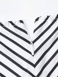 Franclia V-Neck Striped Camisole Dress For Women - Black and White - View 6