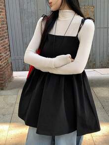 DAZY Women's Lace-Up Camisole, Casual Sleeveless Tank Top - Black - View 4