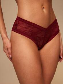 Silquee 3pcs Women's Lace Fashion Triangle String Panties Set Lingerie  Valentine's Day Sexy Lace Galentines Adult Date Night  Spandex See Through Romantic Sexy Curve  Red, Orange, And Black Underwear - Multicolor - View 5