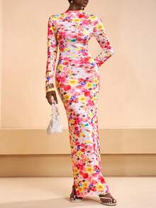 Zivah 2026春夏新品，适合情人节、婚礼季、音乐节、复活节、西部风、游牧风、波西米亚风、纳什维尔风、优雅风、通勤风、商务休闲风等场合，圆领长袖修身长裙，彩色碎花连衣裙，春夏连衣裙，派对连衣裙，性感连衣裙，浪漫连衣裙，度假连衣裙，休闲连衣裙，女士连衣裙，女士谈话连衣裙，崇拜连衣裙，女士连衣裙，惊艳连衣裙 - 彩色 - 查看 7