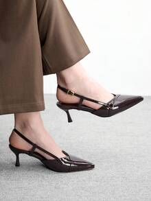 CUCCOO BIZCHIC 女士尖头细高跟鞋 时尚魅力性感派对宴会女士高跟鞋，带踝带 - 咖啡棕 - 查看 3