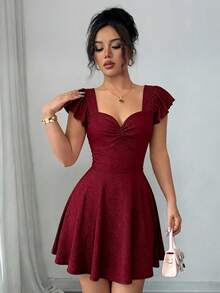 GlowEve Women's Elegant Sexy Shiny Mini Dress - Red - View 7