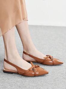 CUCCOO BIZCHIC Women's Fashion Commuter Criss-Cross Strap Pointed Toe Flats - Brown - View 2