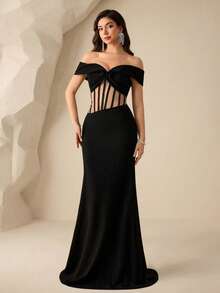Women's Off Shoulder Black Formal Evening Gown (Heavily Embellished) Off Shoulder Formal Dress Black Long Formal Dress Sexy Elegant Dress Black Dress Classy Elegant Black Evening Gowns Formal Gala Dress Elegant Sexy Dinner Dress Black Off Shoulder Dress Formal Off Shoulder Dress Sexy Formal Dress Elegant Off Shoulder Dress - Black - View 8