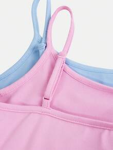 SHEIN Girlism 2pcs/Set Teen Girl Solid Color Casual Daily Vacation Camisole Dress - Pink - View 8