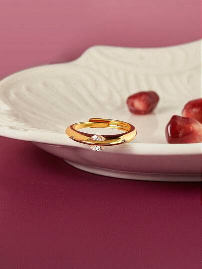 Glisma 18K金镶嵌不规则锆石极简戒指