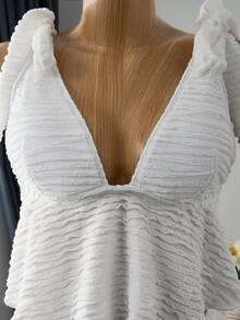 Swim Mod Bellisia Women's Spring/Summer Vacation Special Textured Fabric Halter Top And Bikini Bottom Set, Beach Holiday Swimsuit - White - View 5