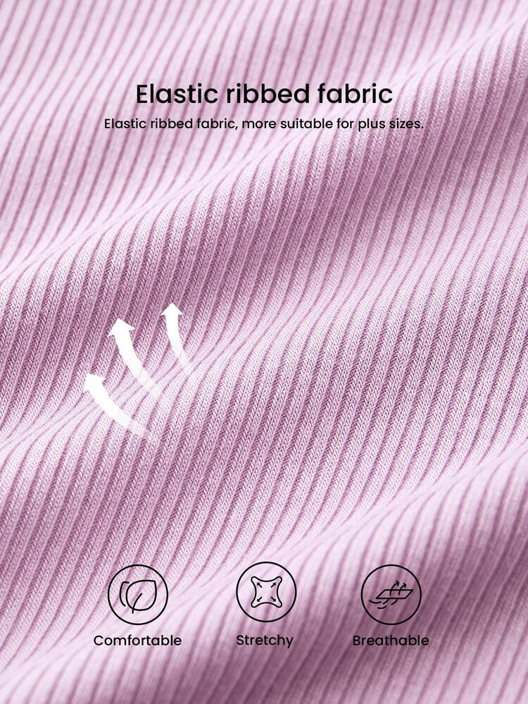 Plus Cotton Basic Henley T-Shirt & Patterned Pants PJ Set