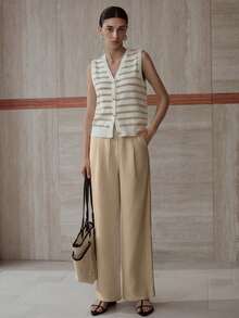 MOTF PREMIUM QUẦN NỮ VẢI LINEN - THOẢI MÁI & THỜI TRANG, CHẤT LIỆU VẢI LINEN , THÂN THIỆN VỚI DA & THOẢI MÁI - Màu Khaki - Xem 7