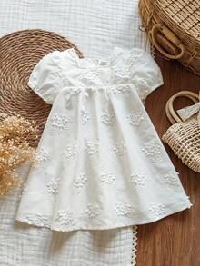 Vintaside Kids Girls Floral Mesh Dress, Elegant Countryside Style, & Cute, Versatile For Spring/Summer - Apricot - View 5
