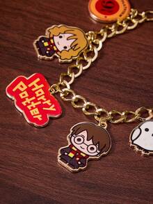 HARRY POTTER X SHEIN 1件锌合金卡通动物印花吊坠手链，简约优雅，适合派对、音乐会、节日等场合。 - 金色 - 查看 2
