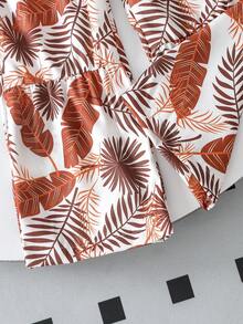 SHEIN 2pcs/Set Girls' Summer Creative 3D Embroidery Decor Camisole With Ruffle Hem And Casual Pants Set - Brown - View 7