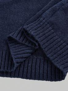 SHEIN Girls American Flag Knit Sweater, Teens Round Neck Long Sleeve Star Striped Pullover Knit Top - Royal Blue - View 7