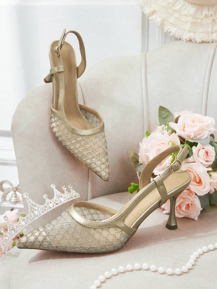 CUCCOO HITCHD Women's Fashionable Elegant Pointed Toe Hollow High Heels Valentine's Day Elegant Shoes Wedding Shoes Summer Shoes Bride Shoes