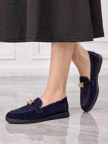 Sleekvia Mocasines planos versátiles y casuales con decoración de flecos para ir y venir - Azul - Ver 5