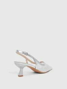 CUCCOO SZL 女士时尚亮片后系带高跟鞋 - 銀色 - 查看 3