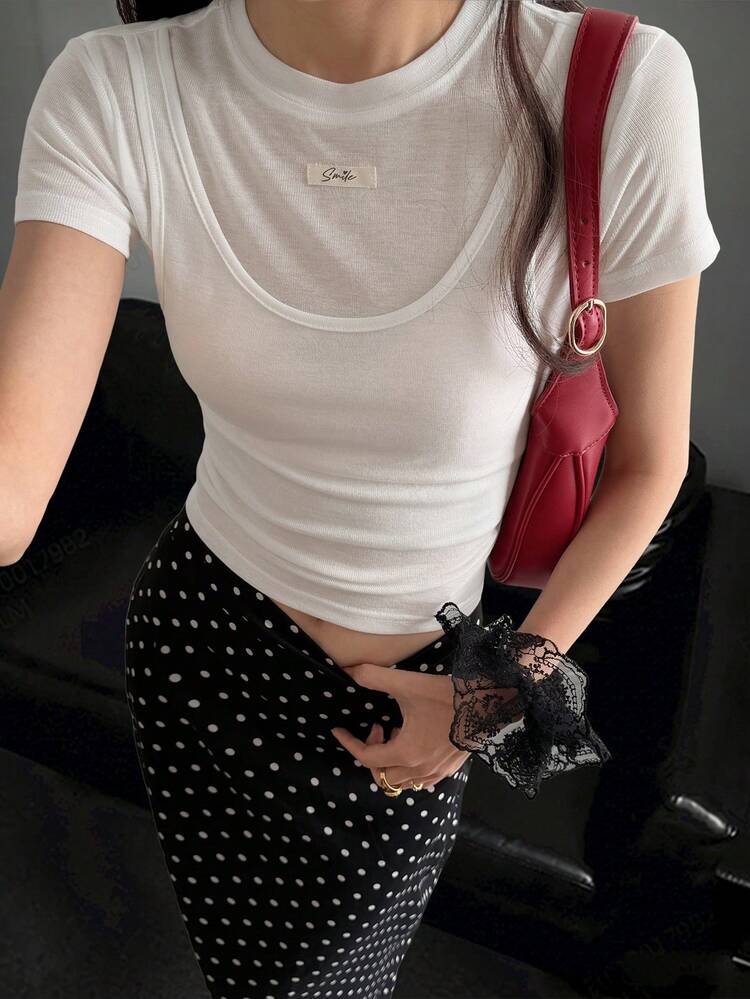 Women's Letter Graphic Round Neck Short Sleeve Casual T-Shirt,Going Out Tops For Women Summer