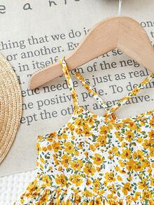 LMoss Kids Baby Girl Cute Ditsy Floral Sleeveless Dress, Summer - Multicolor - View 6