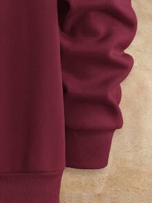 HIMLAND Men's Knit Casual Crew Neck Long Sleeve Sweatshirt - Burgundy - View 3