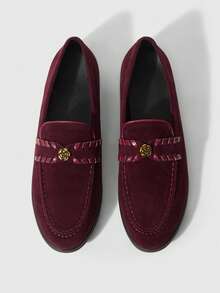 Sleekvia Casual Versatile Commuting Fringe Decor Flat Loafers - Red - View 2