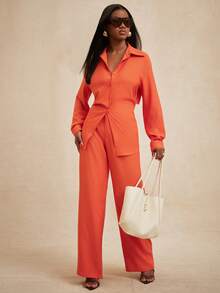 NYA SZN 配套衬衫和阔腿裤 - 紅色 - 查看 3