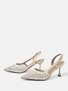 CUCCOO HITCHD Women's Pointed Toe Buckle Design Fashionable High Heels, Versatile For Daily Wear - Beige - View 8