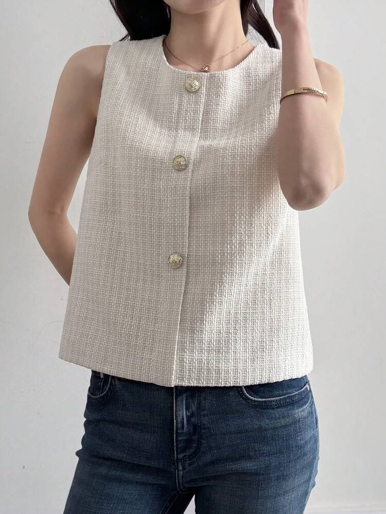 Women's Casual Sleeveless Solid Color Top, Summer