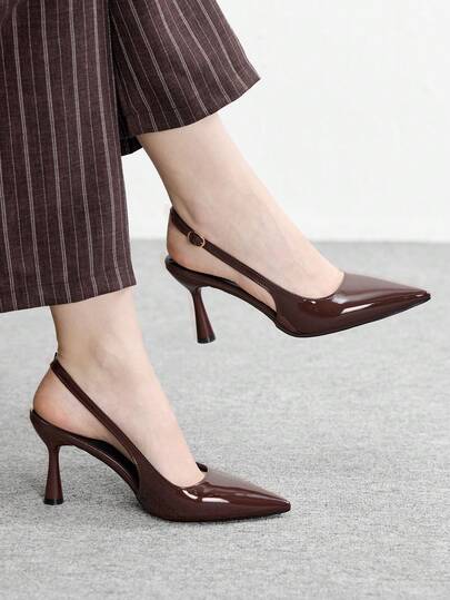 CUCCOO BIZCHIC Zapatos de mujer de tacón alto puntiagudo de color marrón, básicos de moda, versátiles para uso diario, para ir al trabajo o de compras