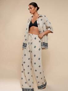 COSMINA Women's Elegant Straight Leg Loose Fit Long Pants, Versatile For Commuting, Office, Outings, Vacation, Travel, Spring - Apricot - View 5