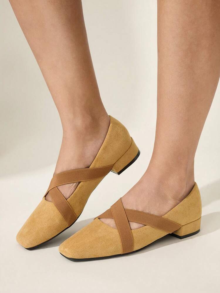 CUCCOO CHICEST Women Shoes Women's Elastic Band Design Daily Versatile Low Heel Shoes Wedding Shoes Spring Shoes Bride Shoes