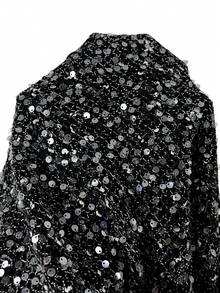 SHEIN ICON 女士纯色亮片无肩带紧身魅力迷你连衣裙 - 黑色 - 查看 7