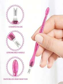 专业角质层修剪器和推棒，美甲工具，用于清洁指甲边缘和去除死皮 - 男女通用 - 玫紅色 - 查看 4