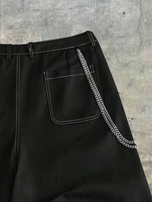 AXEPEAK Men's Casual Letter Embroidered Shorts, Summer - Black - View 9