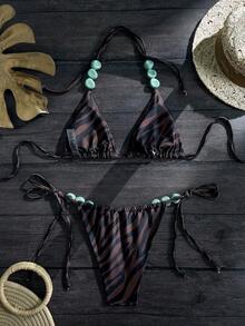 Swim Vcay 女士热带印花比基尼套装，休闲度假风 - 彩色 - 查看 2